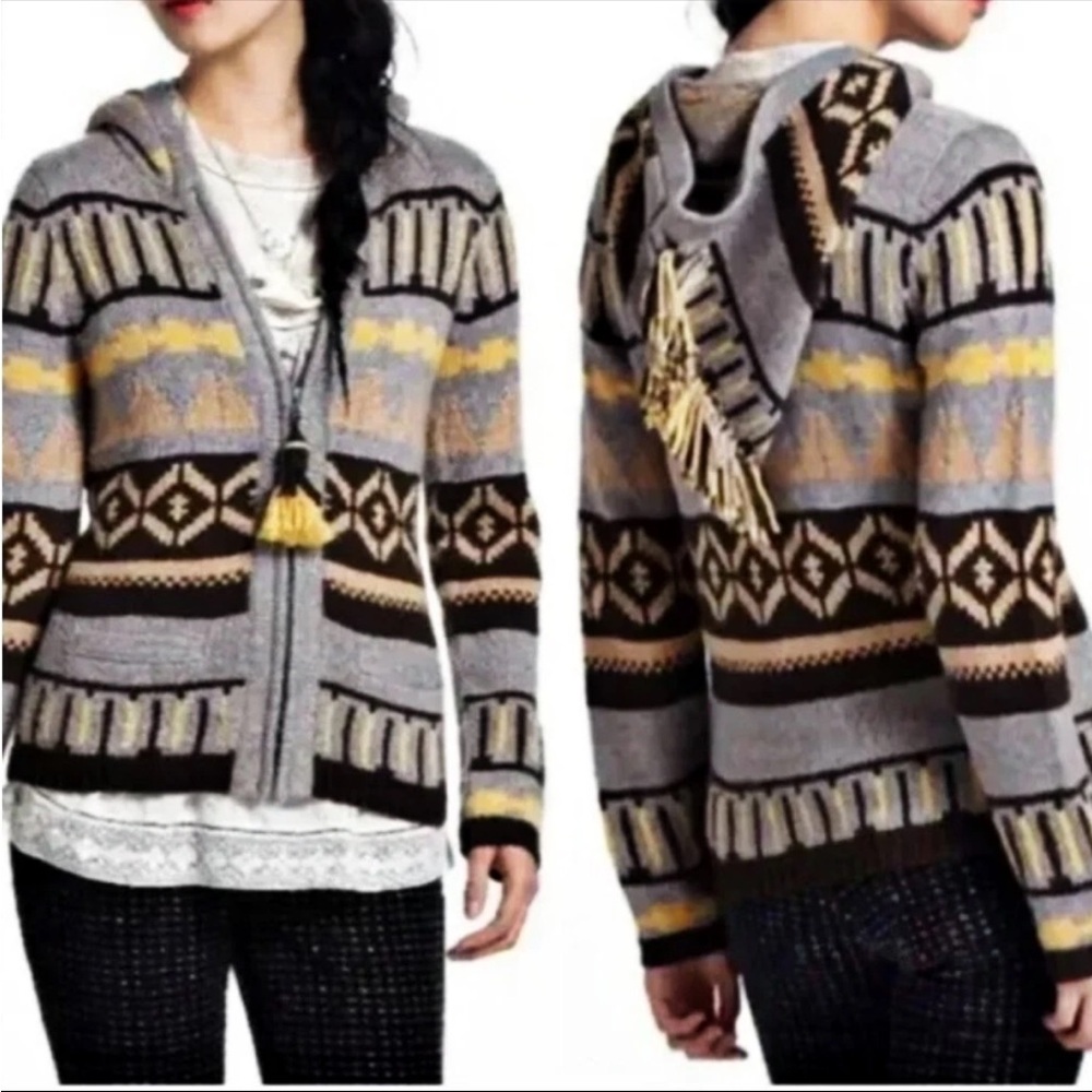 Sparrow Anthropologie Gray Wool Blend Knit Hooded Cardigan Women’s Large